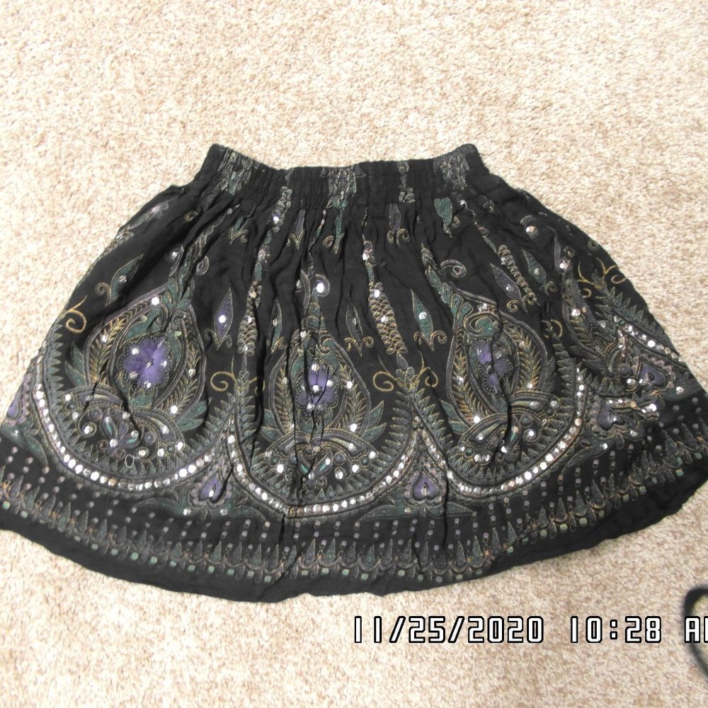 Black sequence skirt
